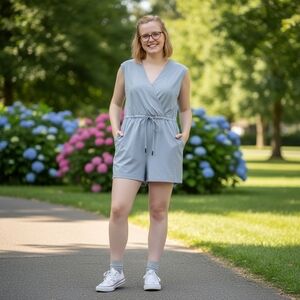 Athleta blue romper size small